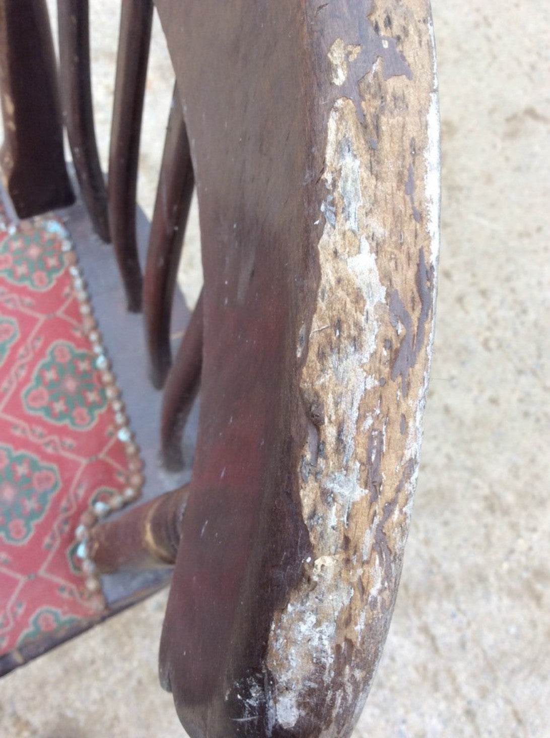 Reclaimed Old Painted Beech Slat Back Farmhouse Kitchen Chair Upholstered Seat