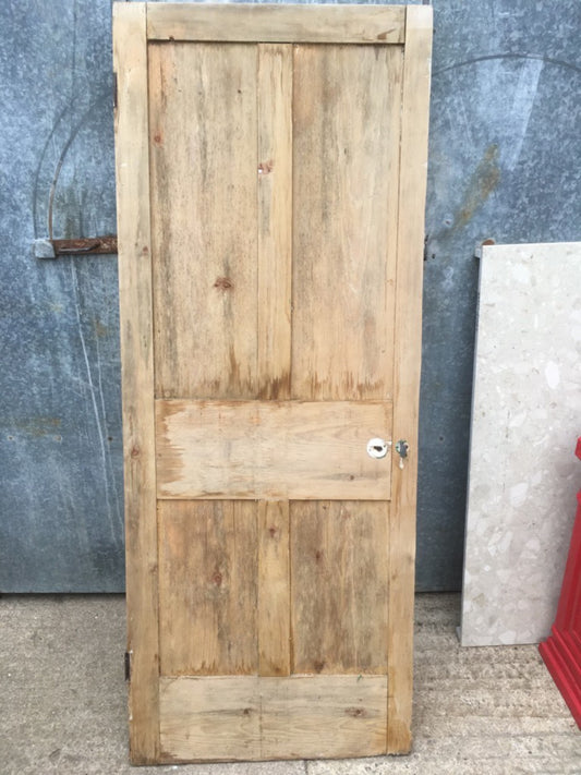 29 5/8”x75” Reclaimed Victorian Stripped Pine Four Panel 2 Over 2 Internal Door