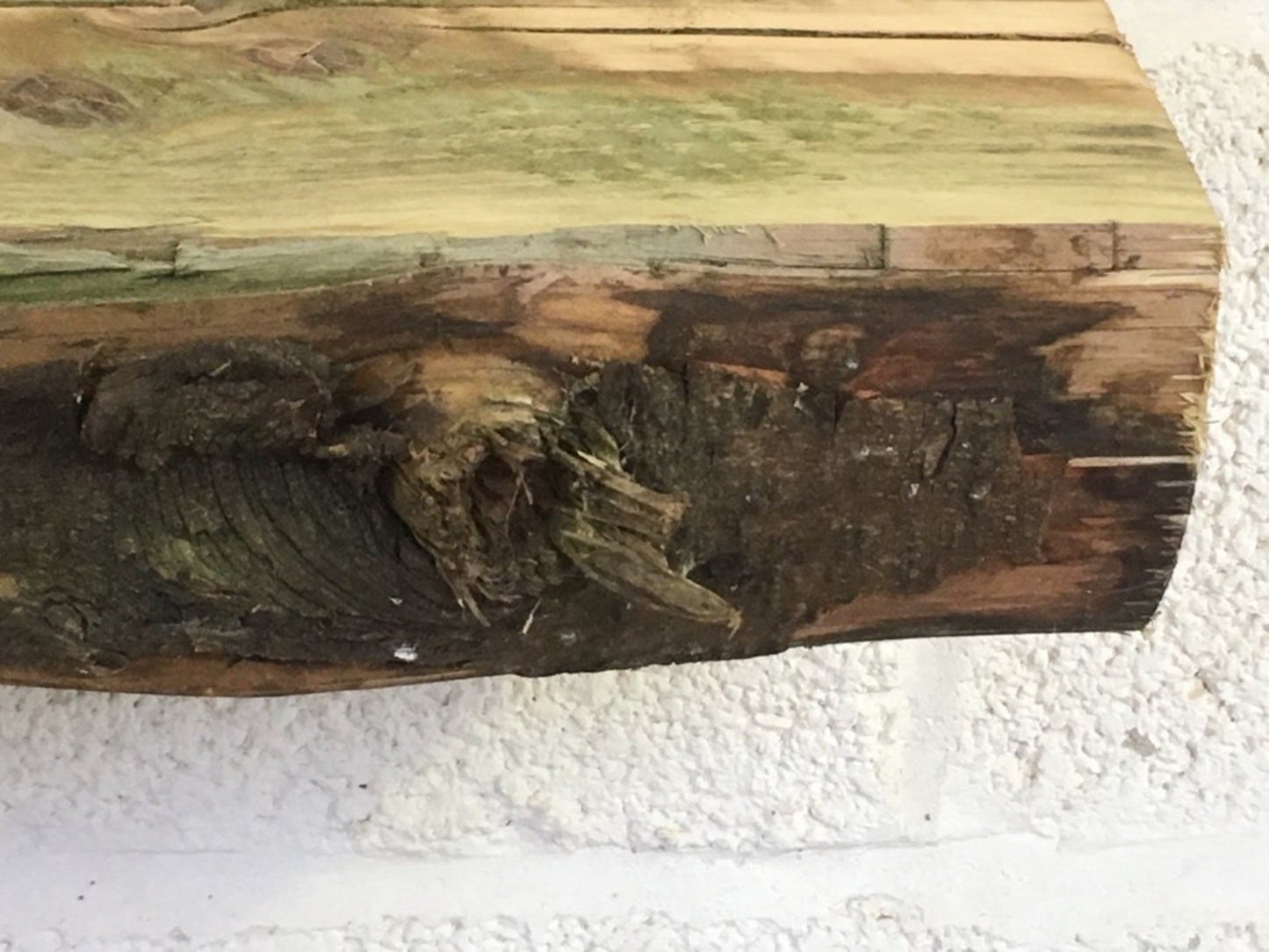 86.5cm Old Solid Pine Beam Waney Edge Rustic Post Fireplace Over Mantle Lintel