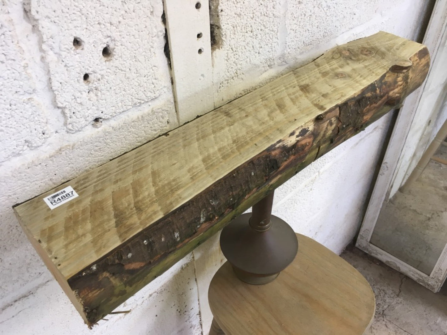 86.5cm Old Solid Pine Beam Waney Edge Rustic Post Fireplace Over Mantle Lintel