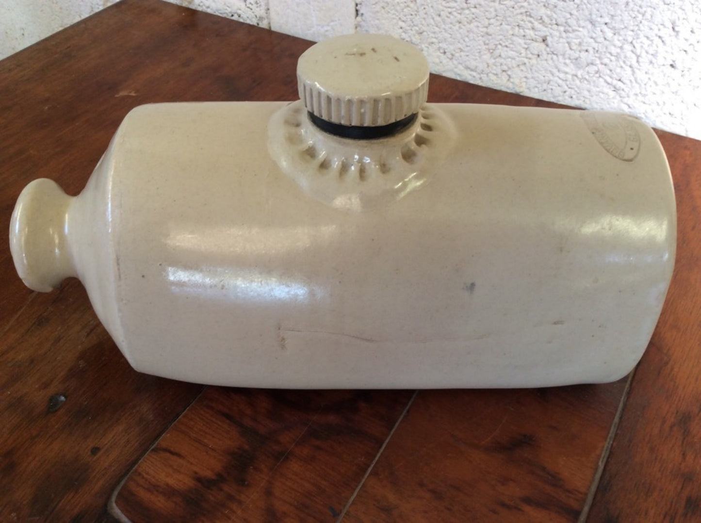 11 3/8” Long Vintage Old Clay Bed Warmer Stoneware Stopper Govancroft Pottery
