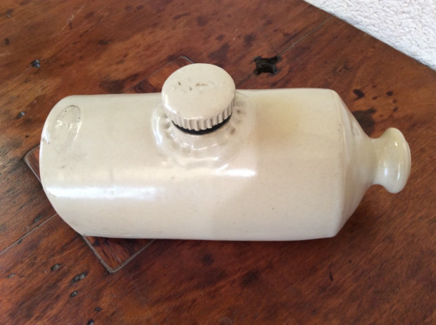 11 3/8” Long Vintage Old Clay Bed Warmer Stoneware Stopper Govancroft Pottery