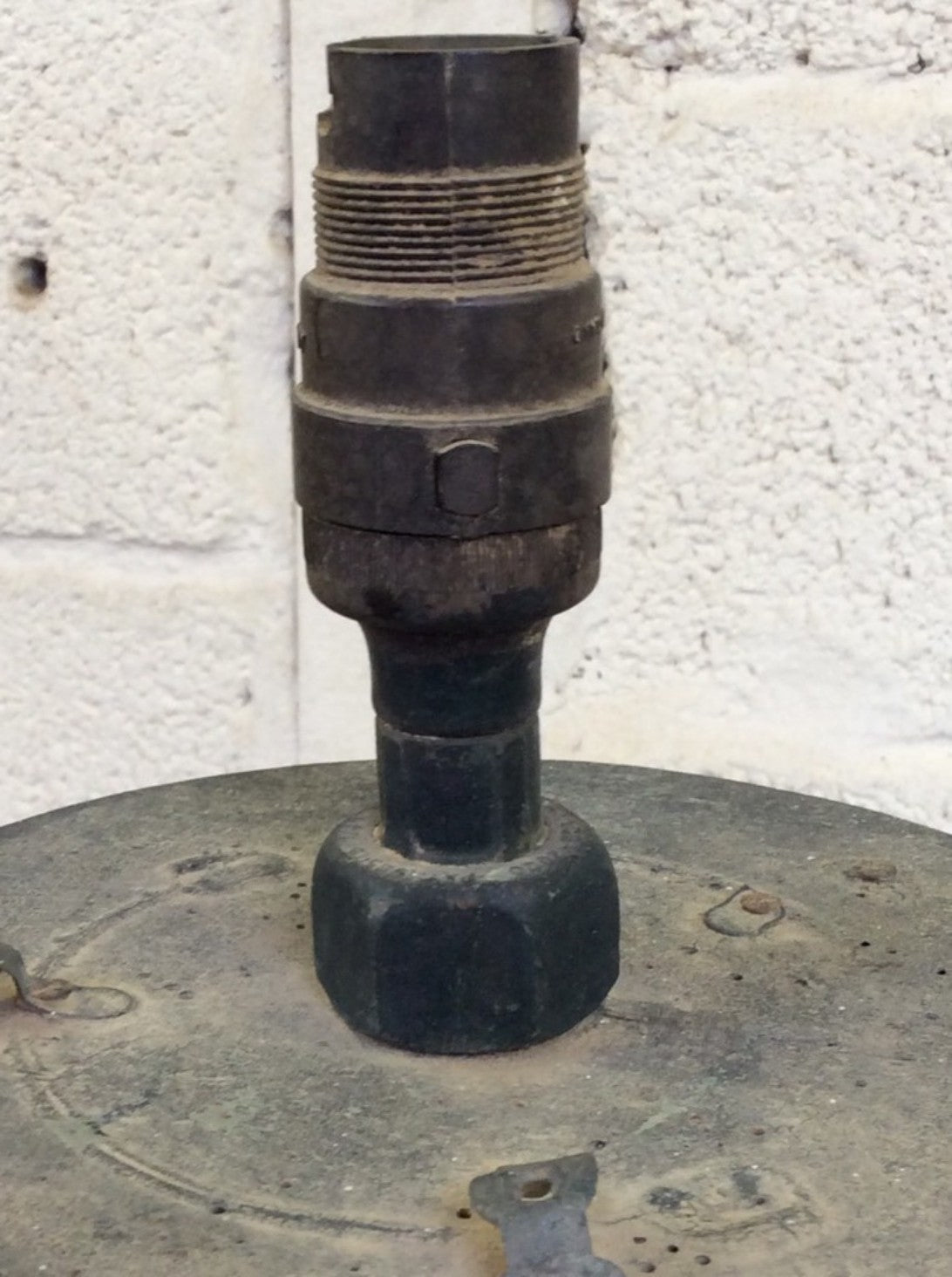 54 5/8” High Reclaimed Old Vintage Tarnished Brass Fancy Lamp Stand