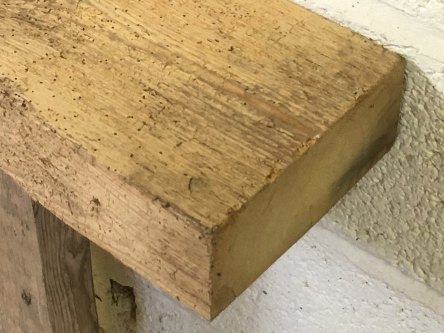 2ft Or 61cm By 6 7/8” By 2 7/8” Old Reclaimed Rustic Pine Mantel Shelf Wormy