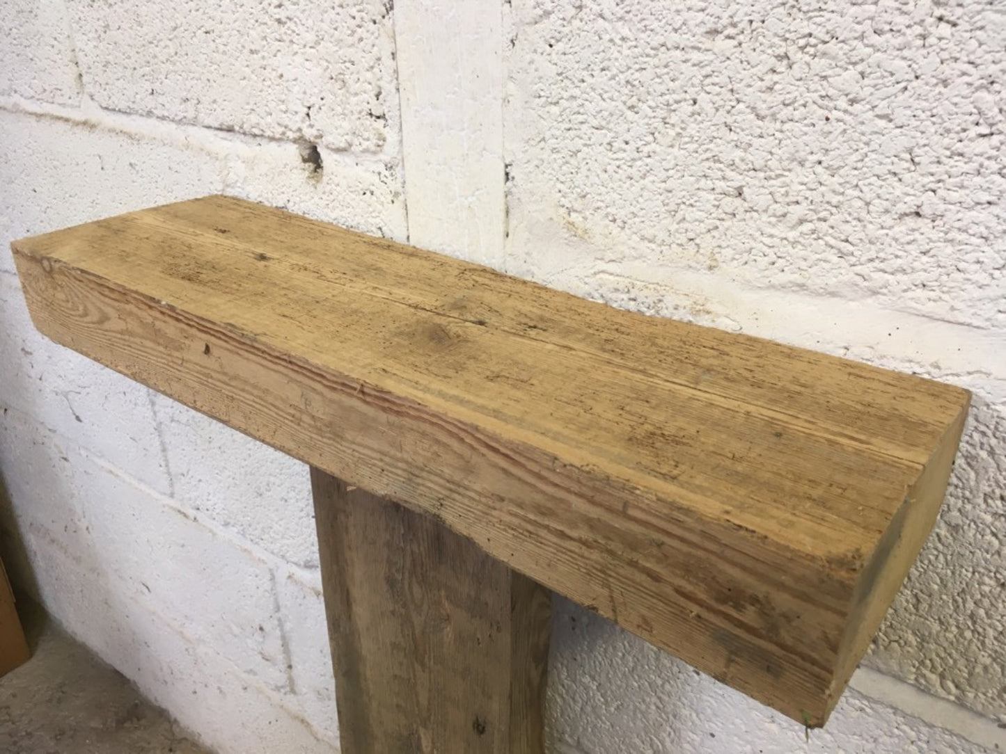 2ft Or 61cm By 6 7/8” By 2 7/8” Old Reclaimed Rustic Pine Mantel Shelf Wormy