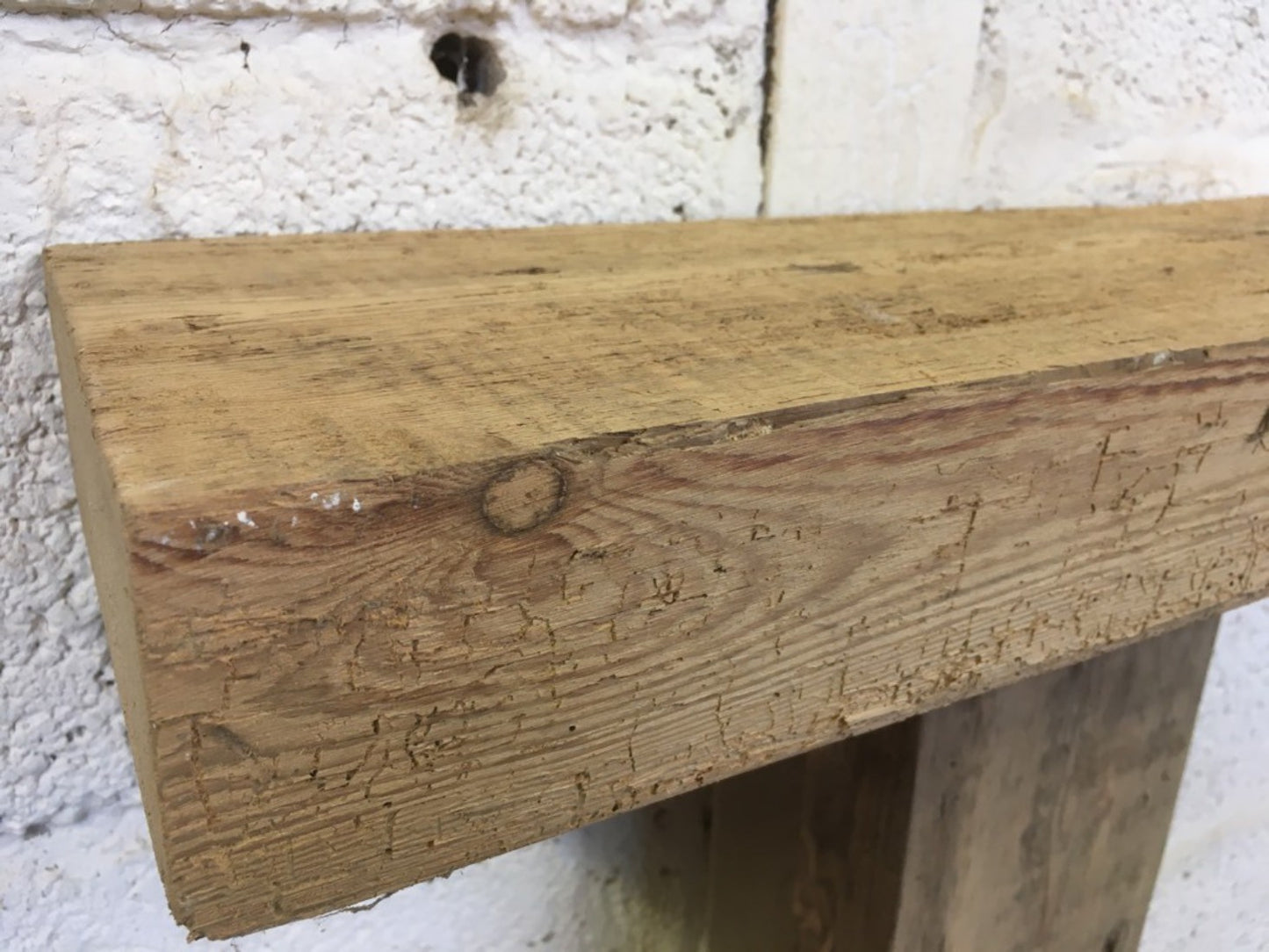 2ft Or 61cm By 6 7/8” By 2 7/8” Old Reclaimed Rustic Pine Mantel Shelf Wormy