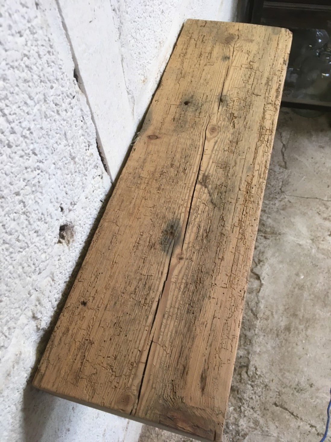 2ft Or 61cm Long By 7” Old Reclaimed Rustic Pine Mantle Shelf Wormy Shelf