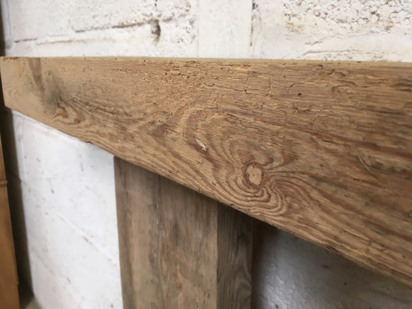 2ft X 6 7/8” X 2 7/8” Length Reclaimed Old Rustic Pine Mantel Shelf Wormy