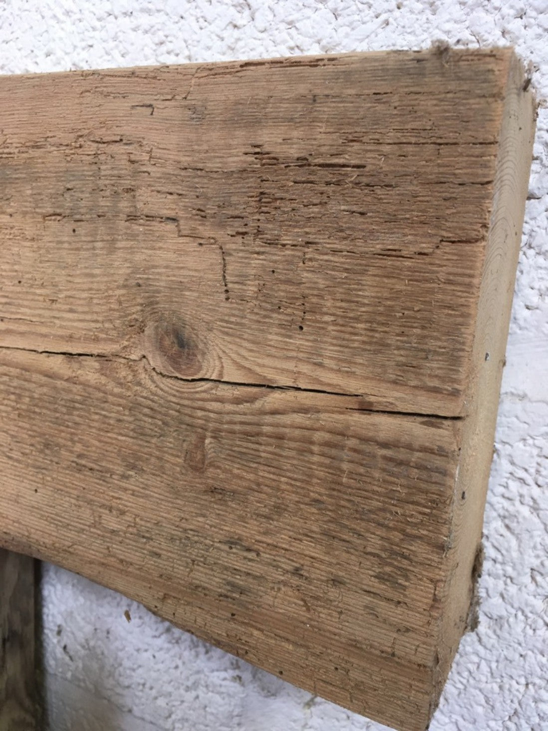 2ft X 6 7/8” X 2 7/8” Length Reclaimed Old Rustic Pine Mantel Shelf Wormy