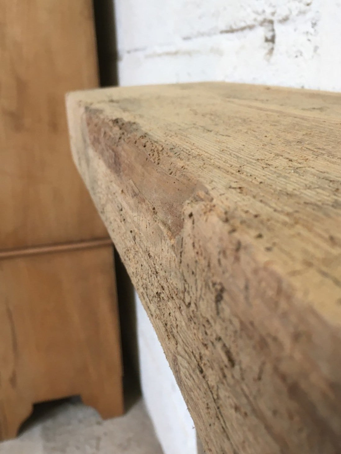 2ft X 6 7/8” X 2 7/8” Length Reclaimed Old Rustic Pine Mantel Shelf Wormy