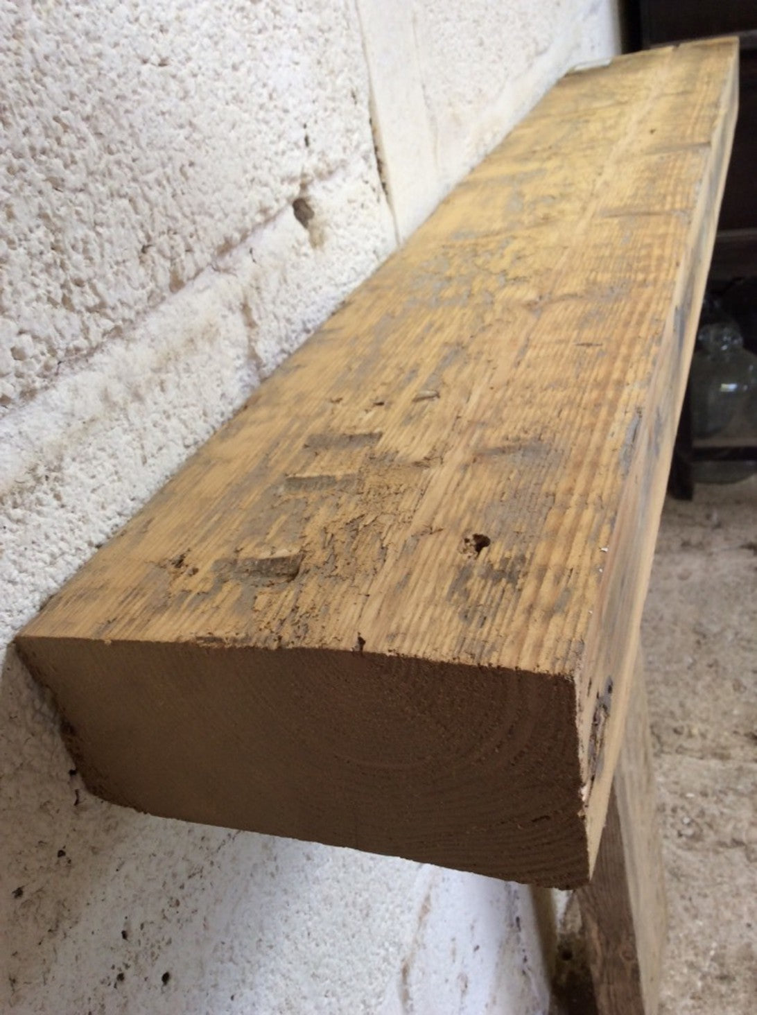 3ft 1 3/4" Or 96.2cm X 6 5/8” Length Old Reclaimed Rustic Pine Mantel Shelf
