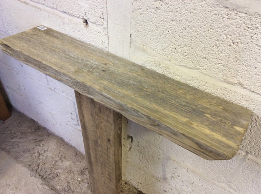 2ft 10 1/8" Or 86.7cm Long Reclaimed Old Rustic Pine Silvered Mantel Shelf