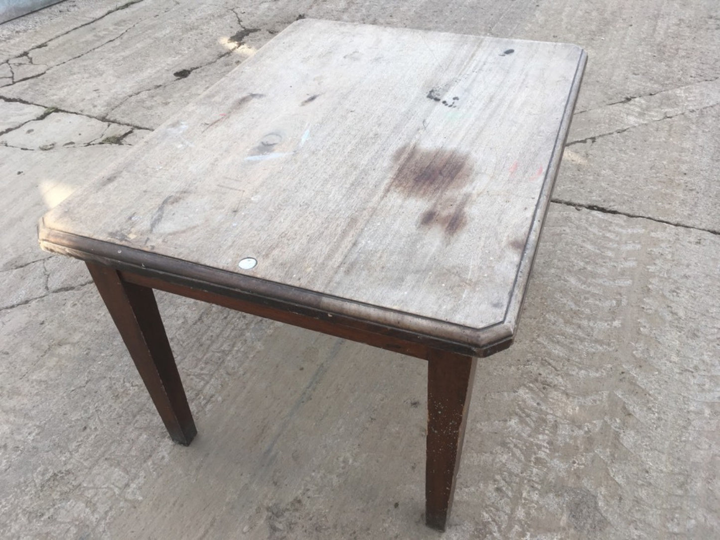 Reclaimed Old Vintage 4’3” Hardwood Kitchen Dining Table Straight Square Legs