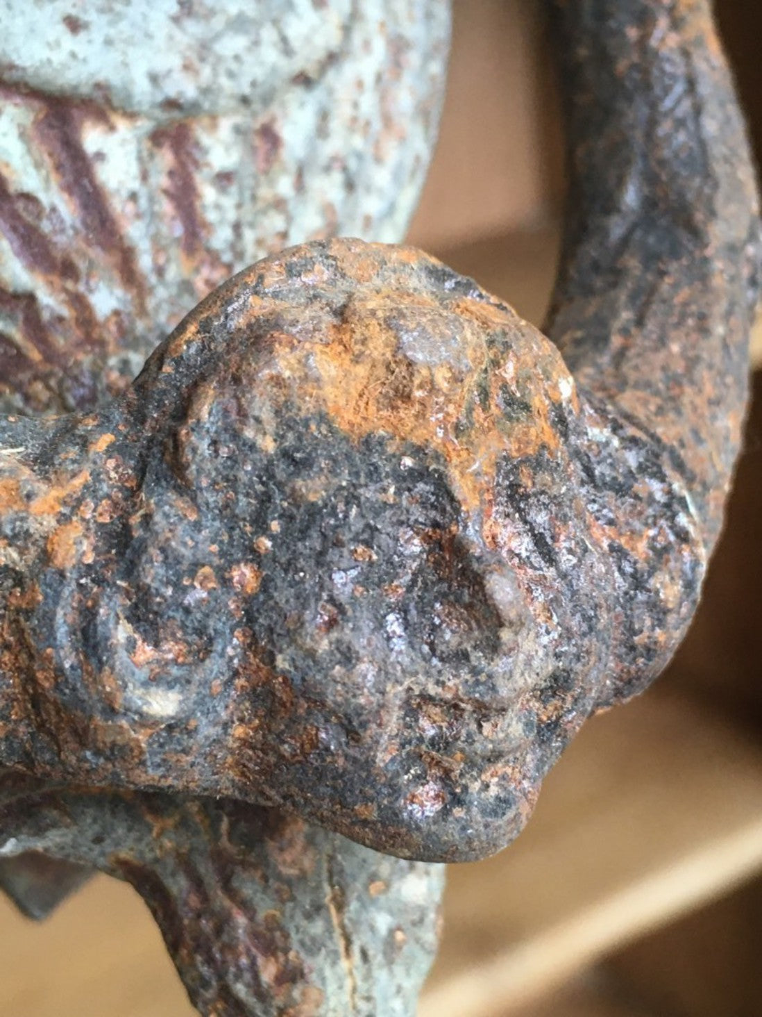 Antique Victorian Cast Iron Heavy Rusty Door Knocker Urn Shaped