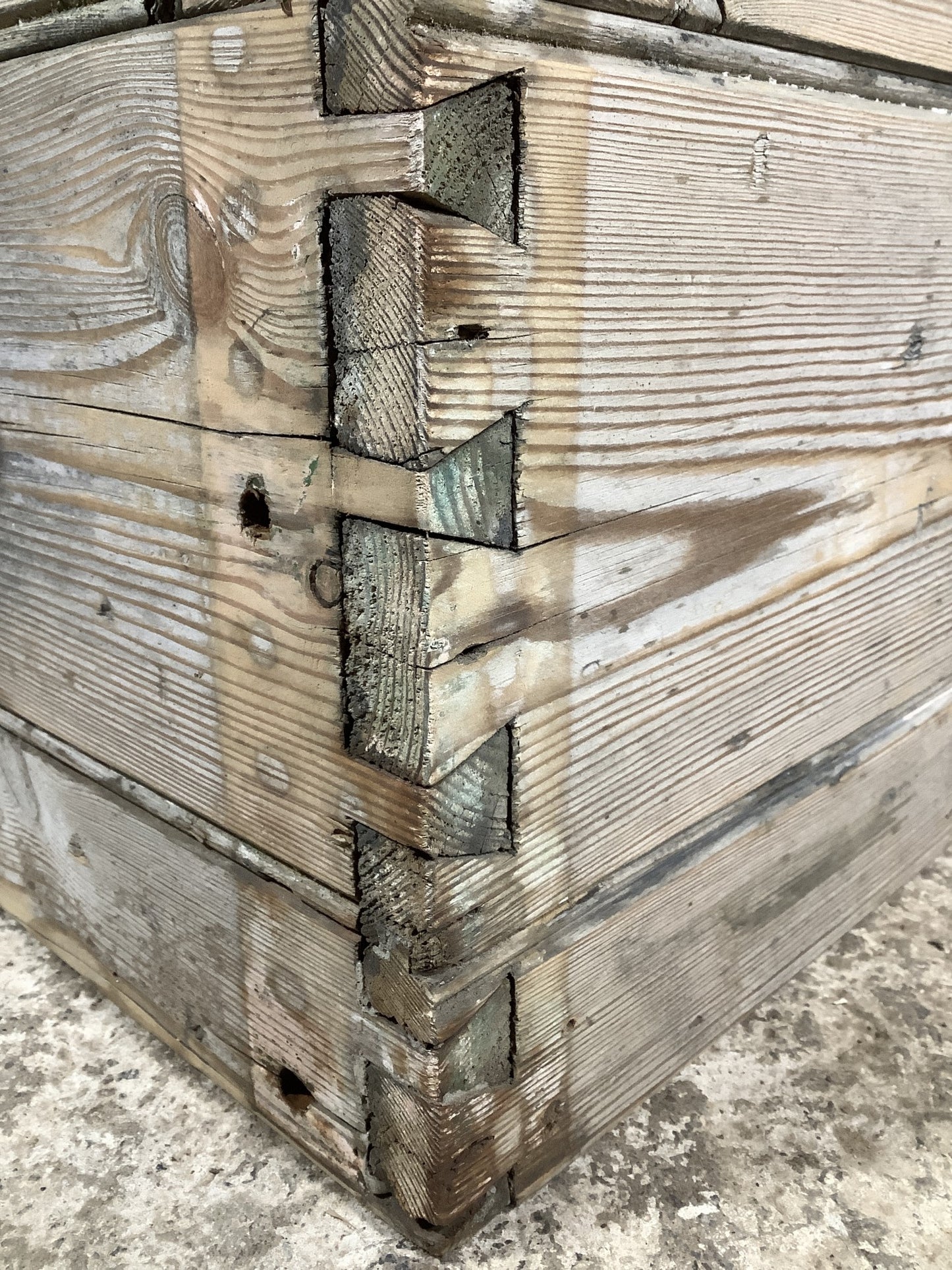 Lovely Rustic Pine Chest With Dovetail Joints & Metal Handles
