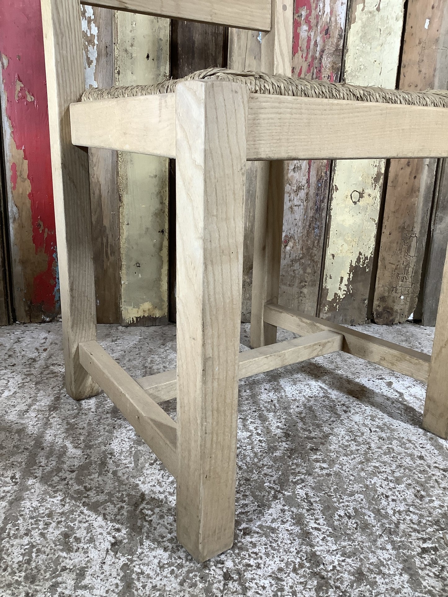 Solid Stained Ash Shaker Style Back Kitchen Dining Room Chair Sea Grass Seat