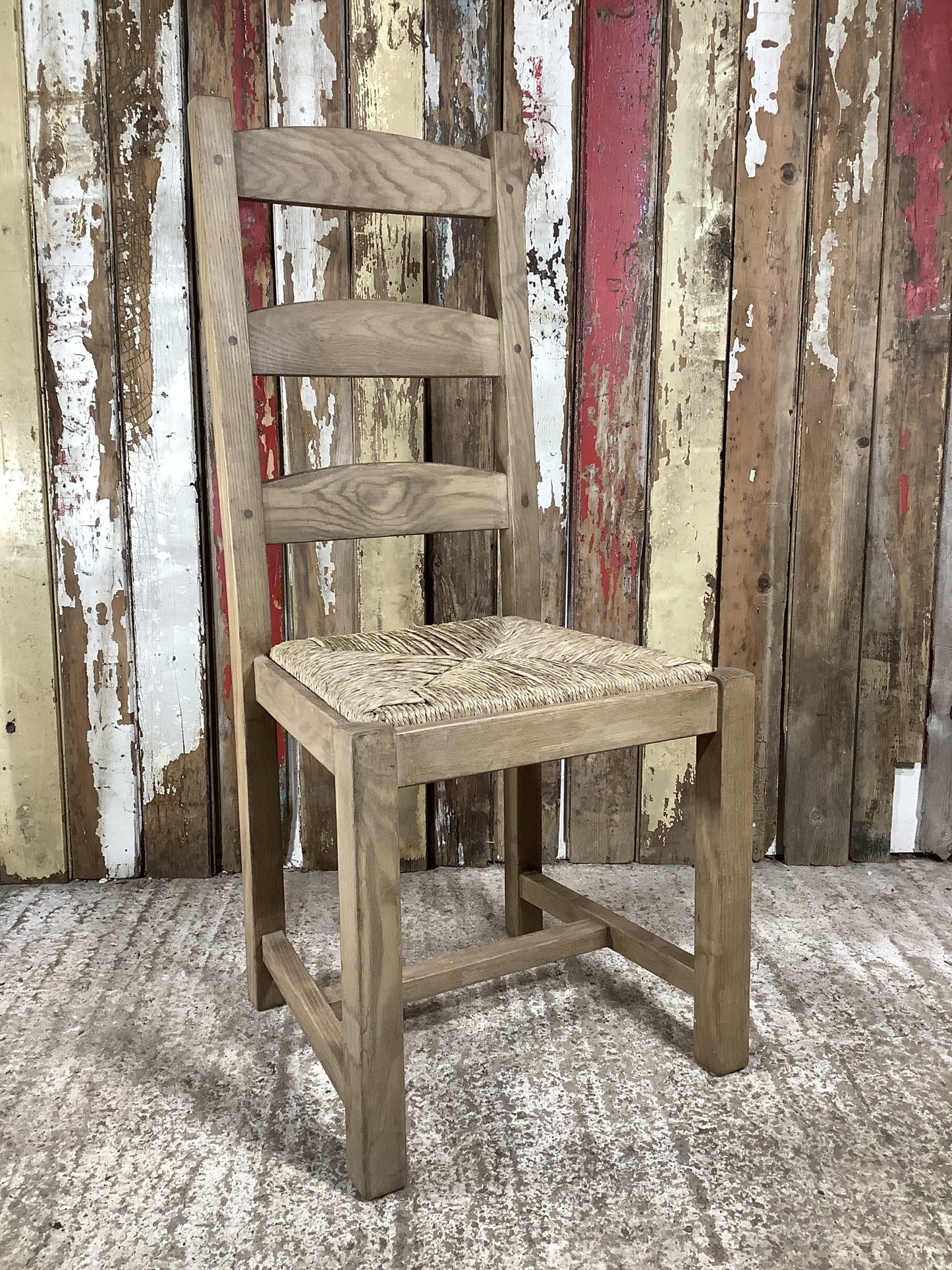 Solid Stained Ash Shaker Style Back Kitchen Dining Room Chair Sea Grass Seat