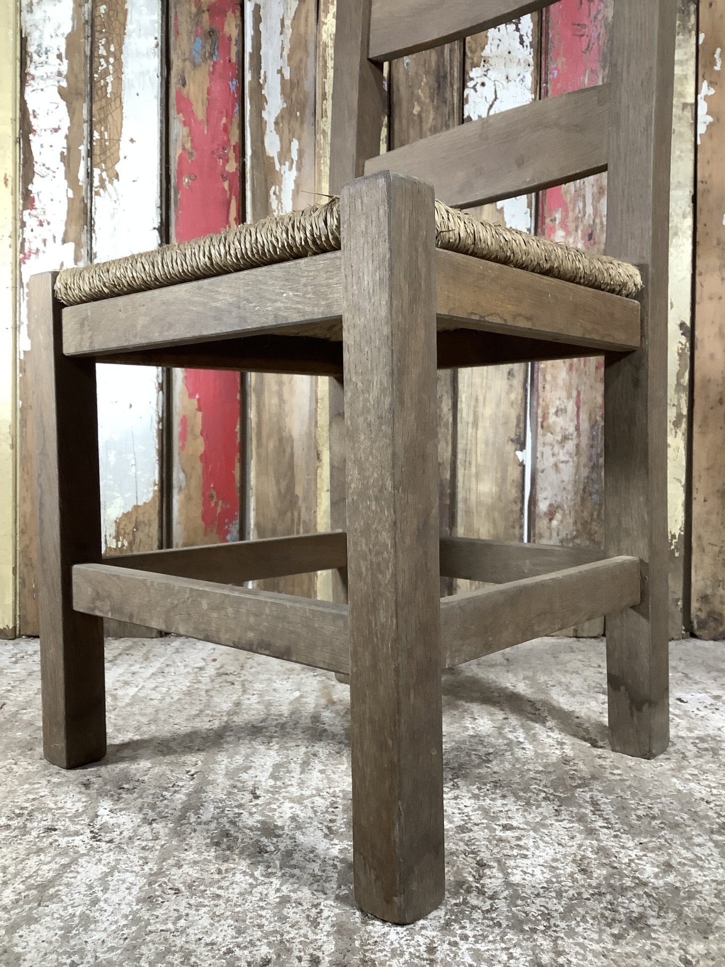 Solid Stained Oak Shaker Style Back Kitchen Dining Room Chair Sea Grass Seat