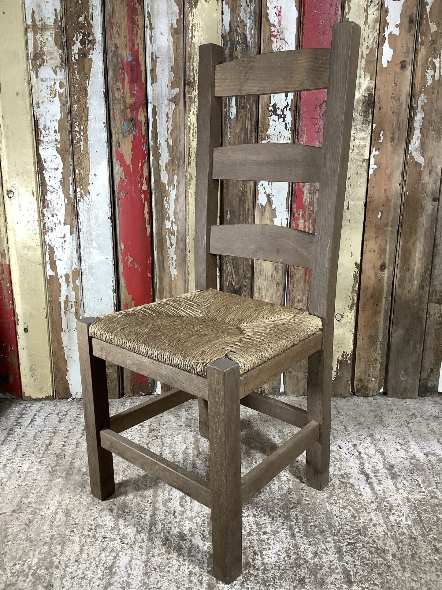 Solid Stained Oak Shaker Style Back Kitchen Dining Room Chair Sea Grass Seat
