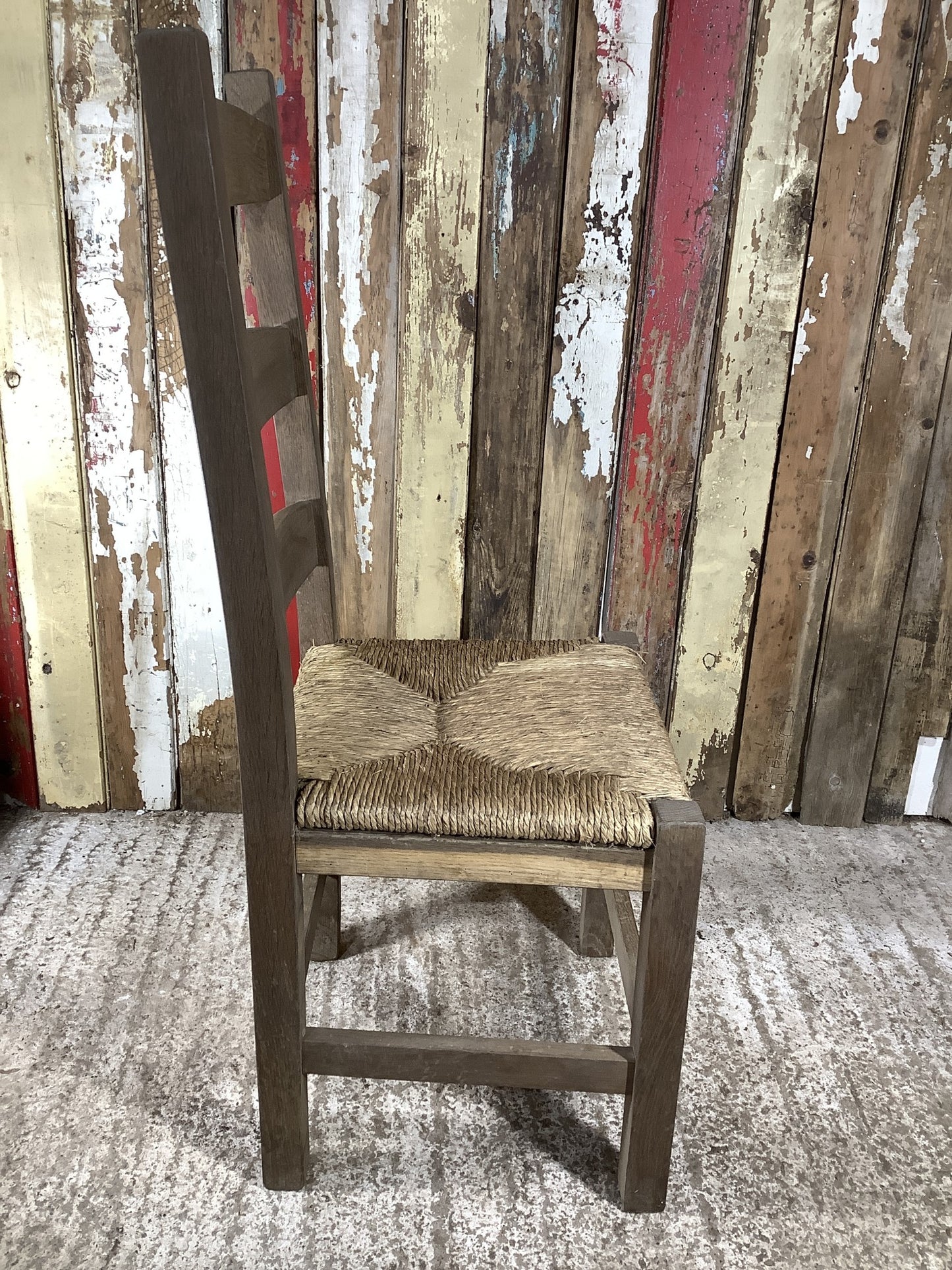 Solid Stained Oak Shaker Style Back Kitchen Dining Room Chair Sea Grass Seat
