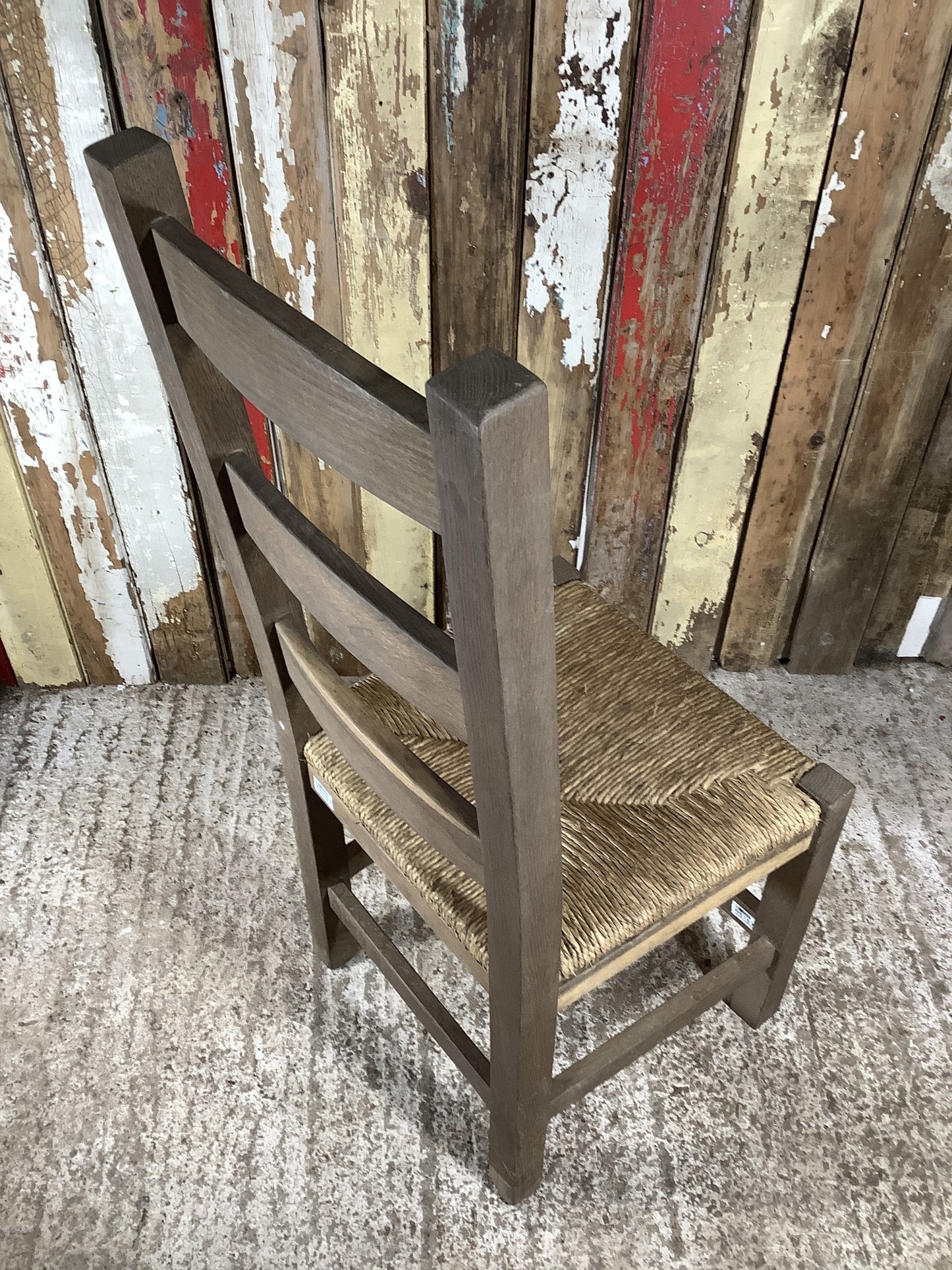 Solid Stained Oak Shaker Style Back Kitchen Dining Room Chair Sea Grass Seat