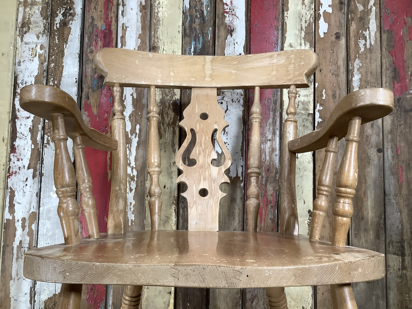Old Farmhouse Low Fiddleback Carver Chair Solid Beech