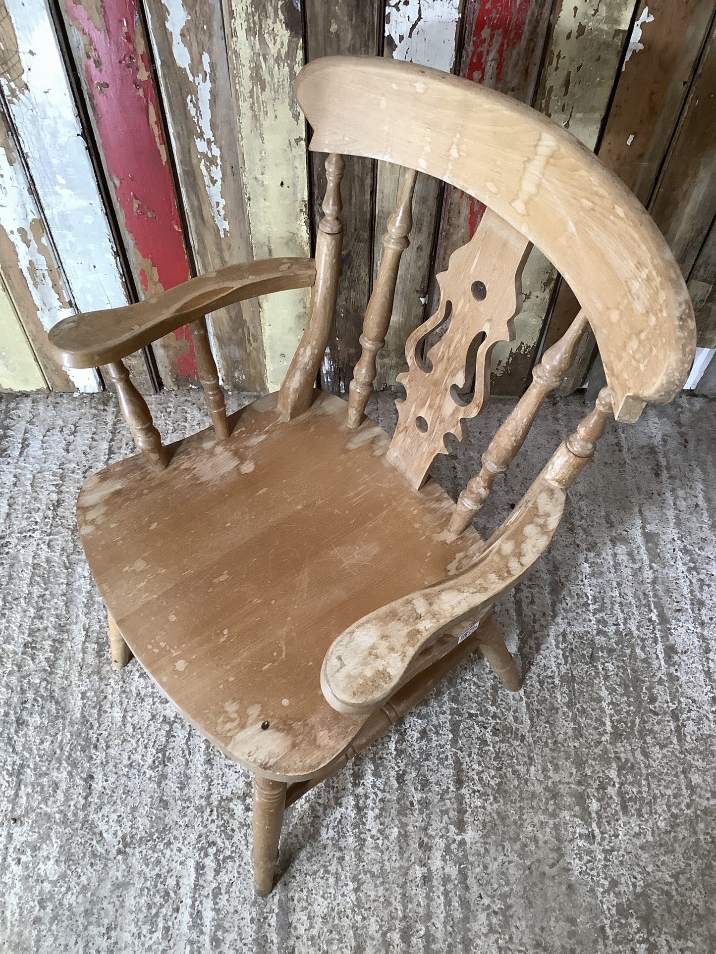 Old Farmhouse Low Fiddleback Carver Chair Solid Beech