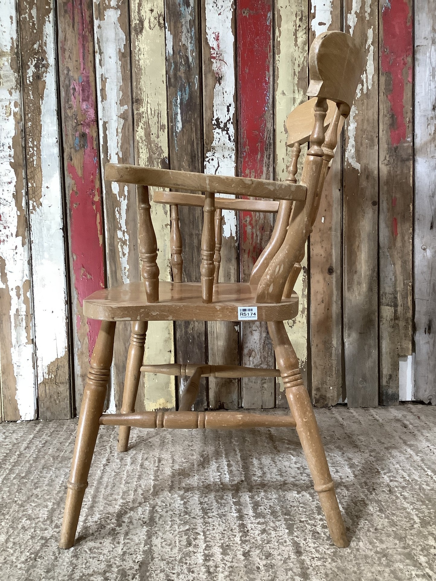 Old Farmhouse Low Fiddleback Carver Chair Solid Beech