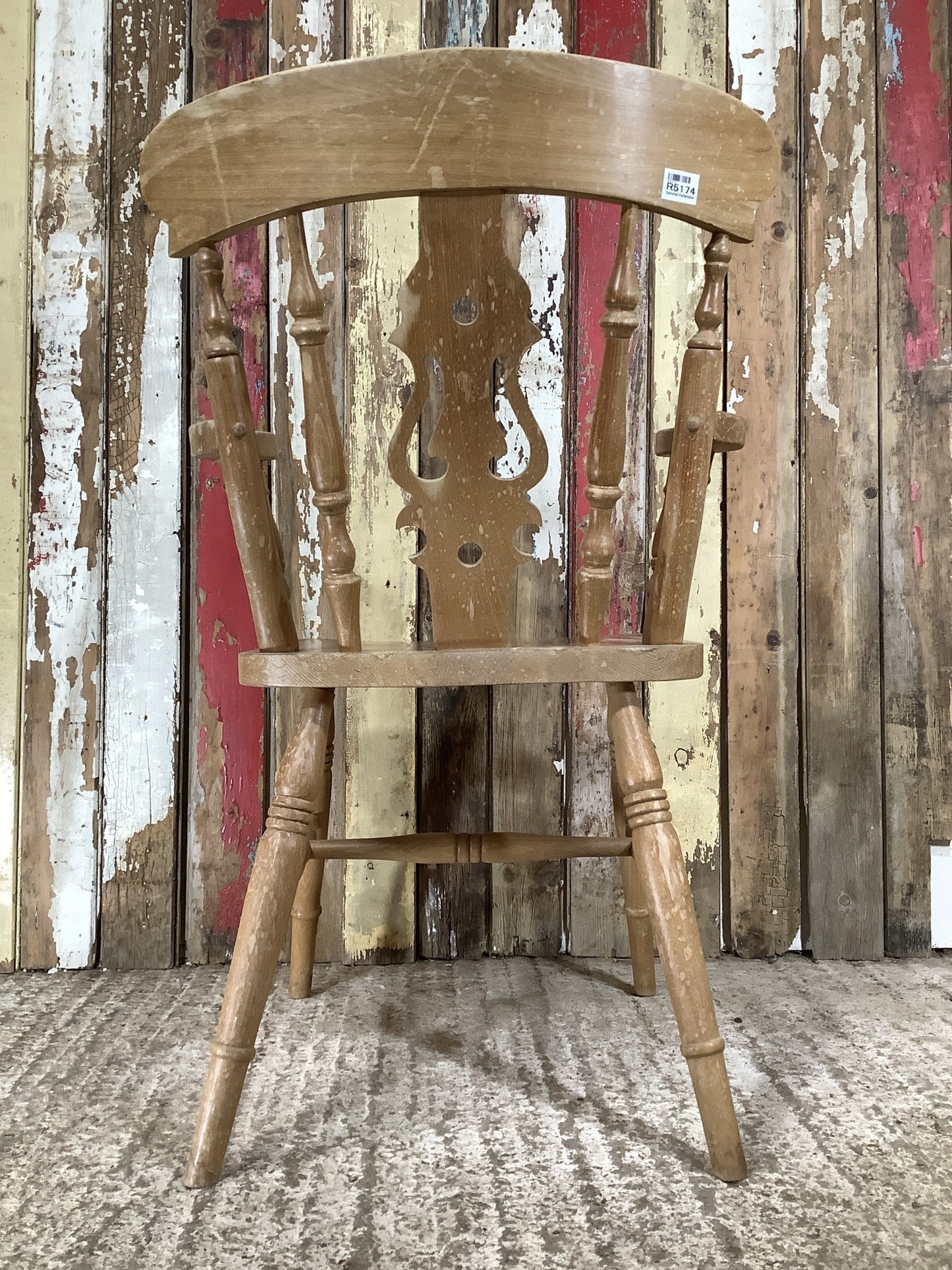 Old Farmhouse Low Fiddleback Carver Chair Solid Beech