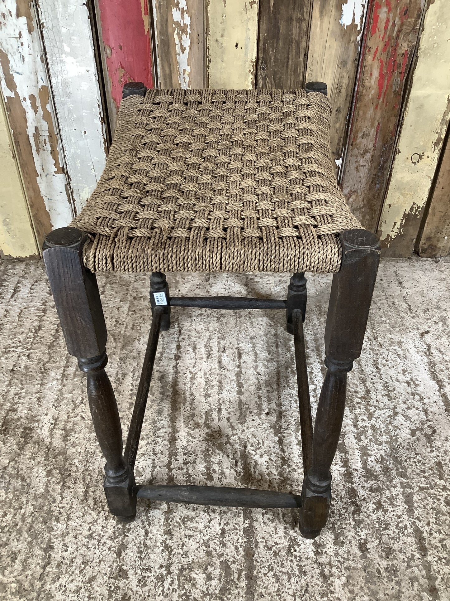 Lovely 1930’s Style 20” Wide Sea Grass Rush Seat With Oak Legs