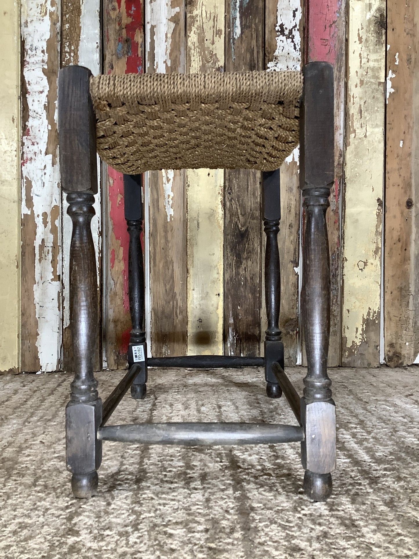 Lovely 1930’s Style 20” Wide Sea Grass Rush Seat With Oak Legs