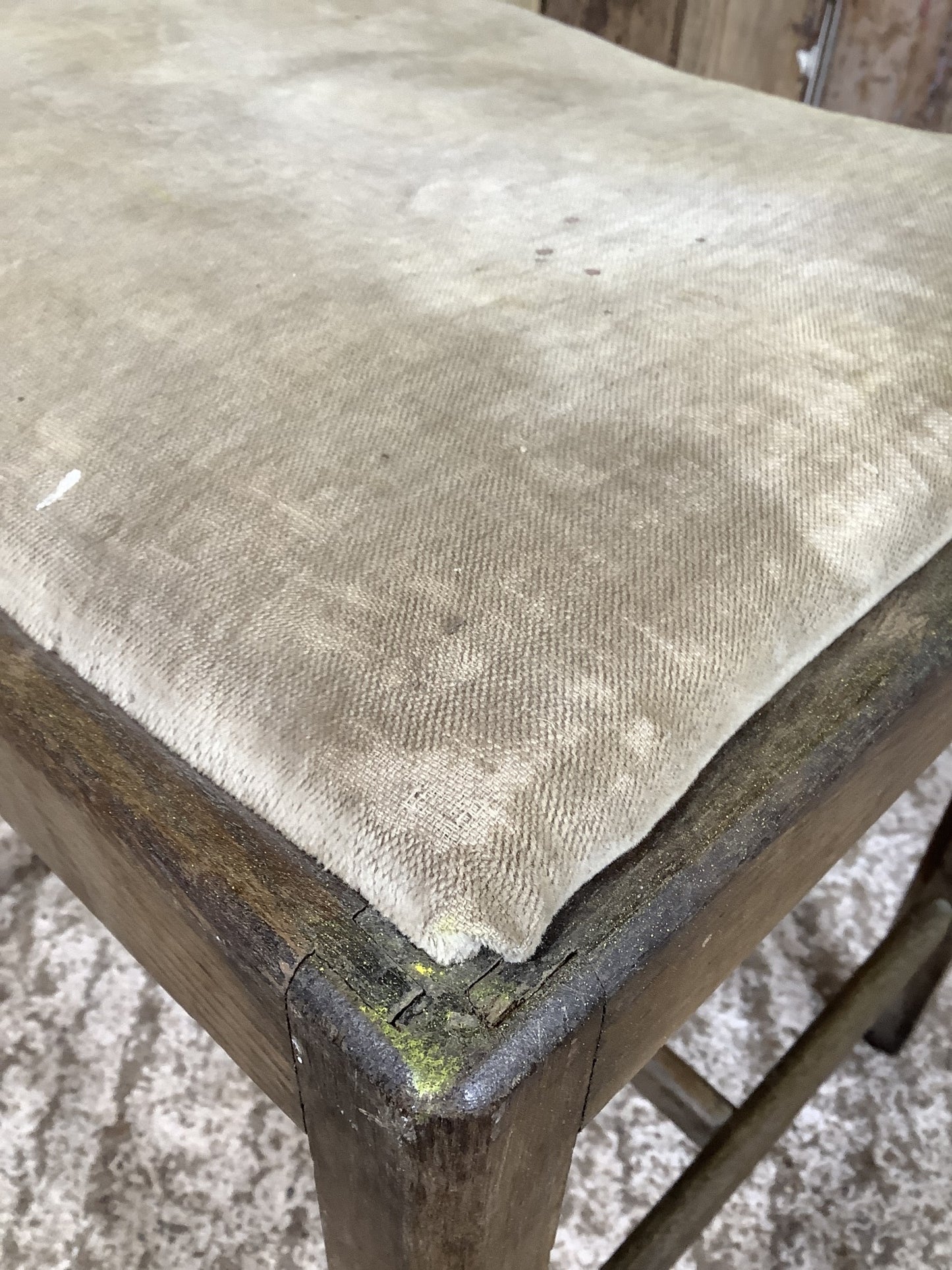 Low Oak Stool 17” With Soft Seat Pad With Four Square Legged Stool 1930’s Style