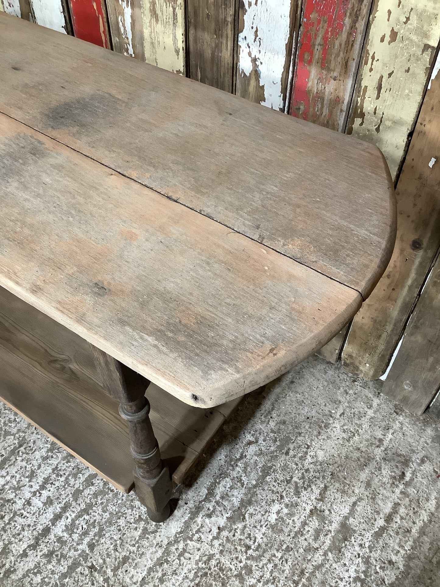 Unique 4’ Long Reclaimed Oak Mahogany & Pine Side Table