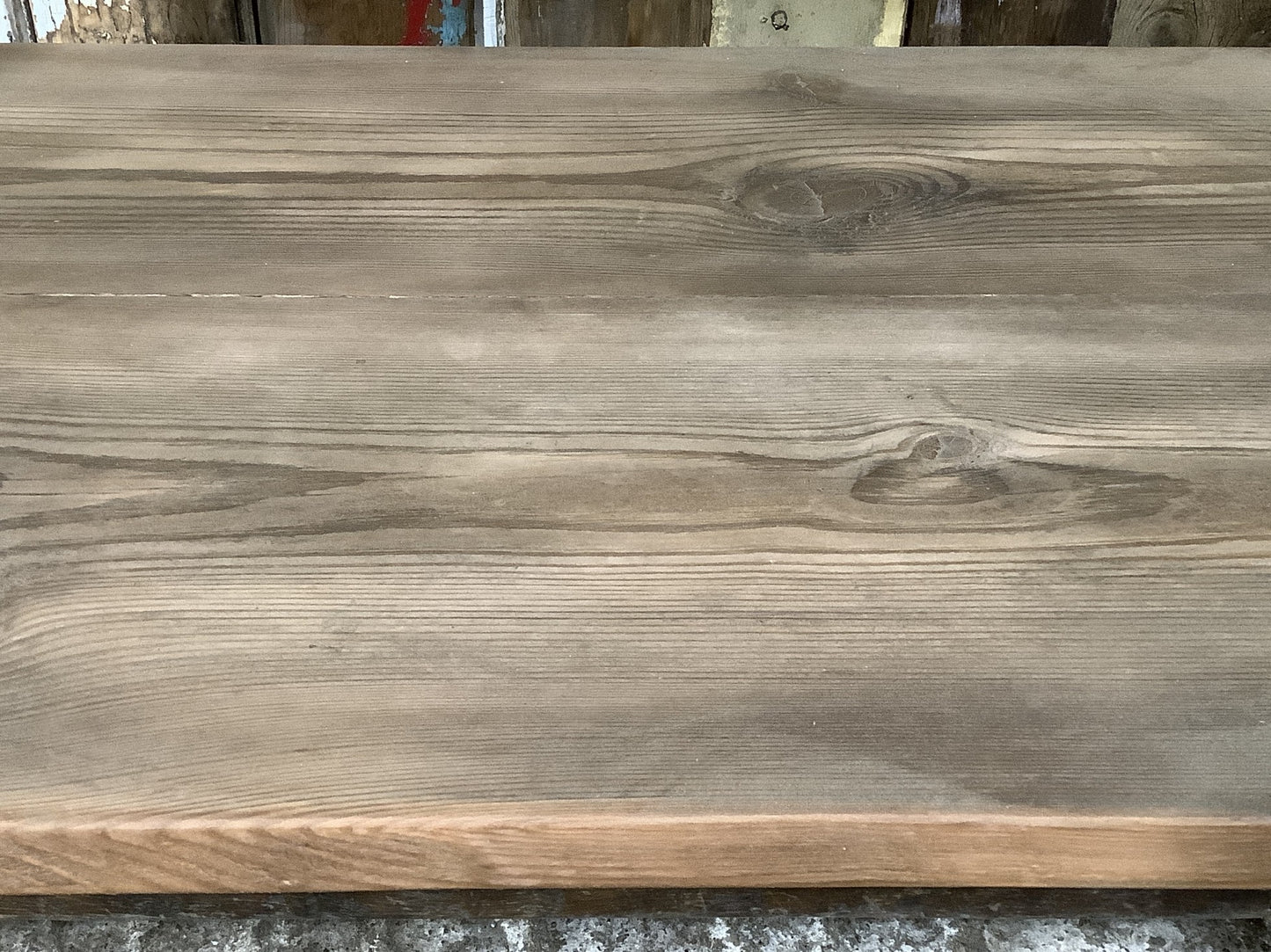 Unique 4’ Long Reclaimed Oak Mahogany & Pine Side Table