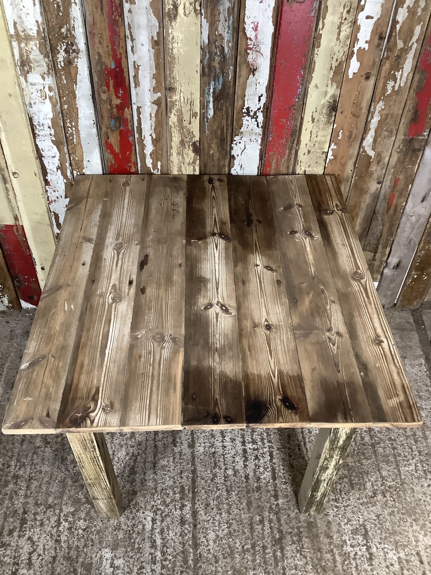 Lovely Old Pine & Oak Square Legged Rustic Kitchen Table