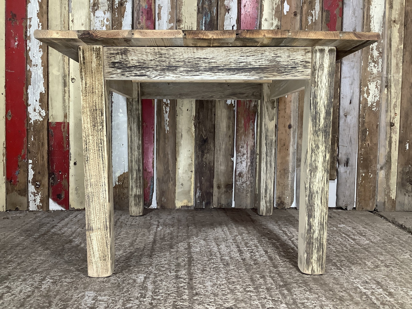 Lovely Old Pine & Oak Square Legged Rustic Kitchen Table