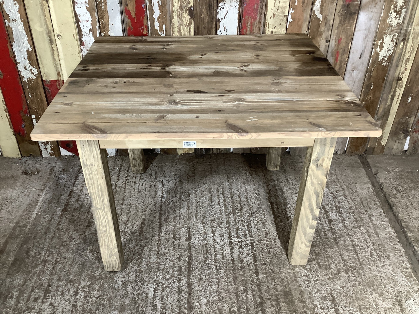 Lovely Old Pine & Oak Square Legged Rustic Kitchen Table