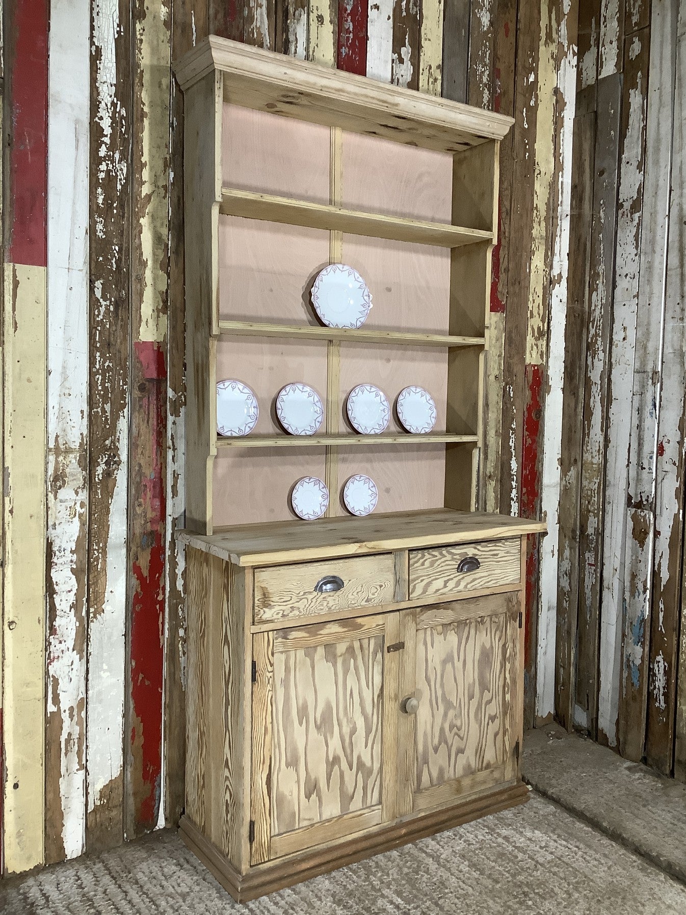 7'4"Hx3'7"W Old Country Kitchen Stripped Pine Welsh Dresser