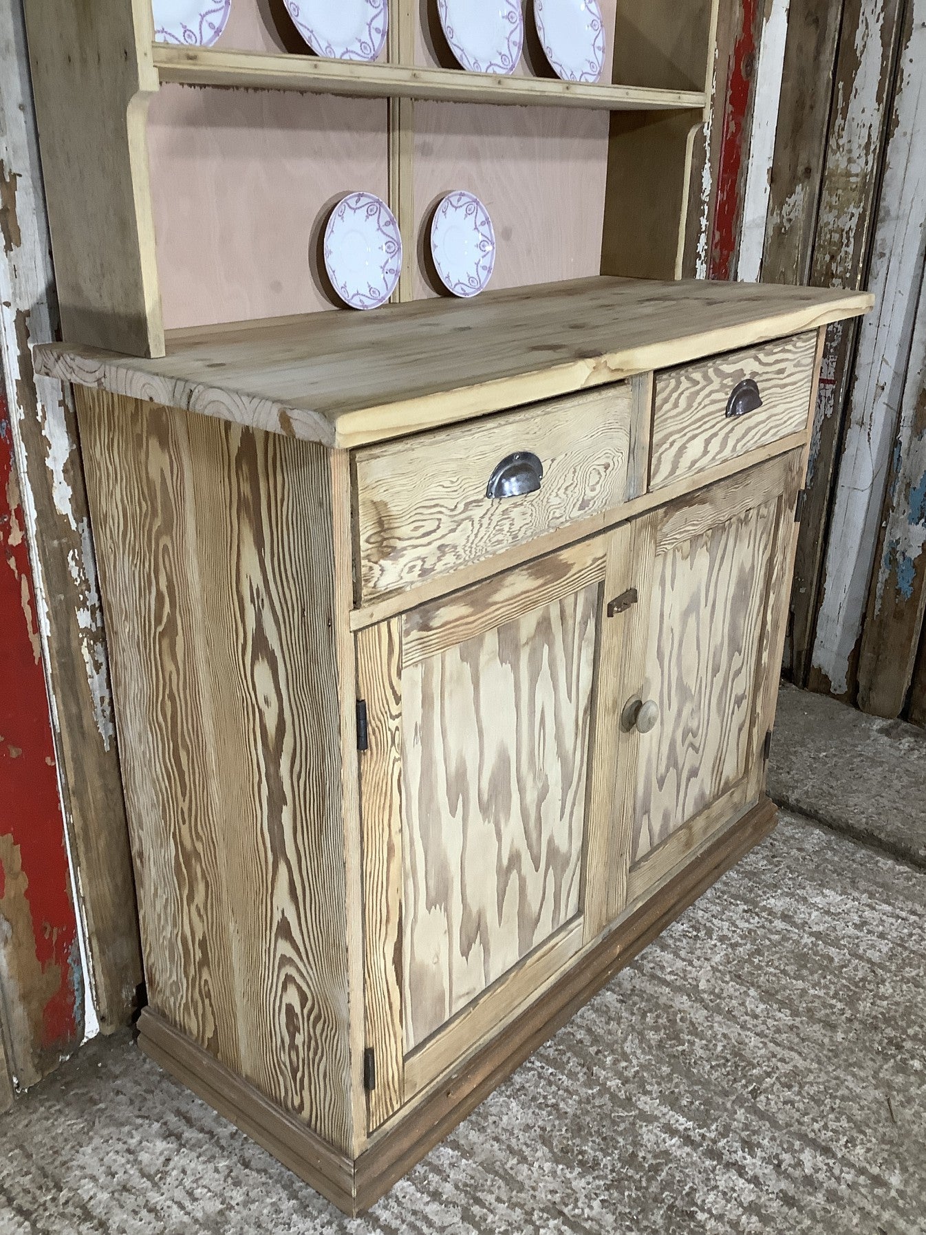 7'4"Hx3'7"W Old Country Kitchen Stripped Pine Welsh Dresser