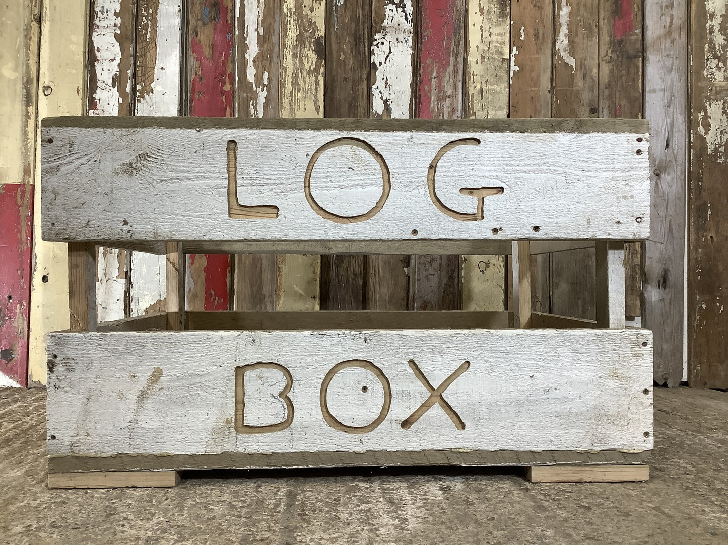 Large Painted Pine ‘LOG BOX’ 1'5"Hx2'5"W