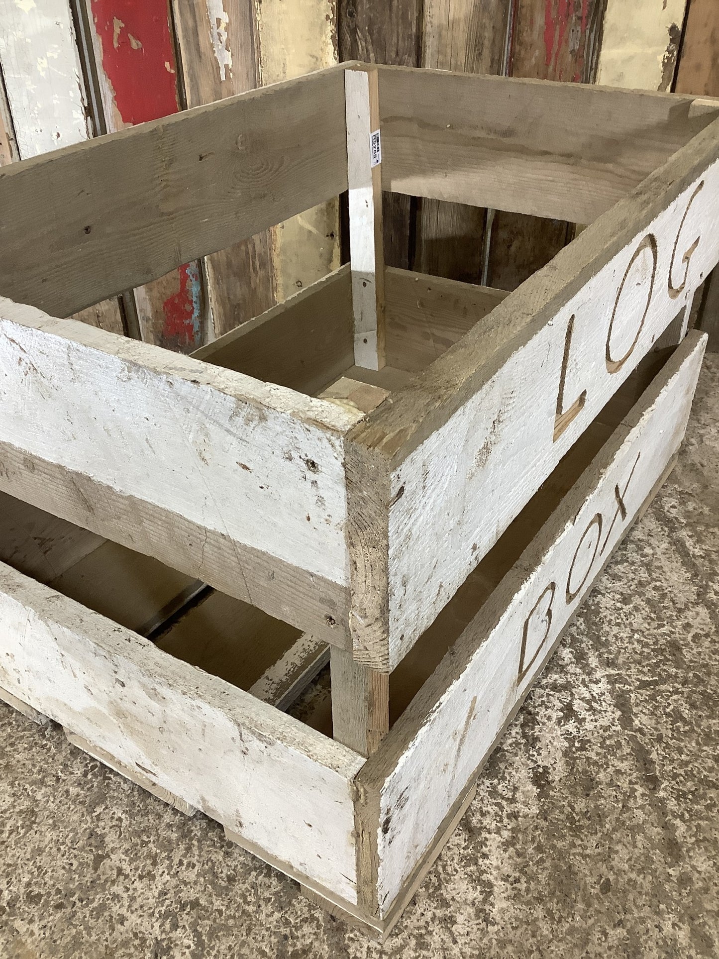 Large Painted Pine ‘LOG BOX’ 1'5"Hx2'5"W