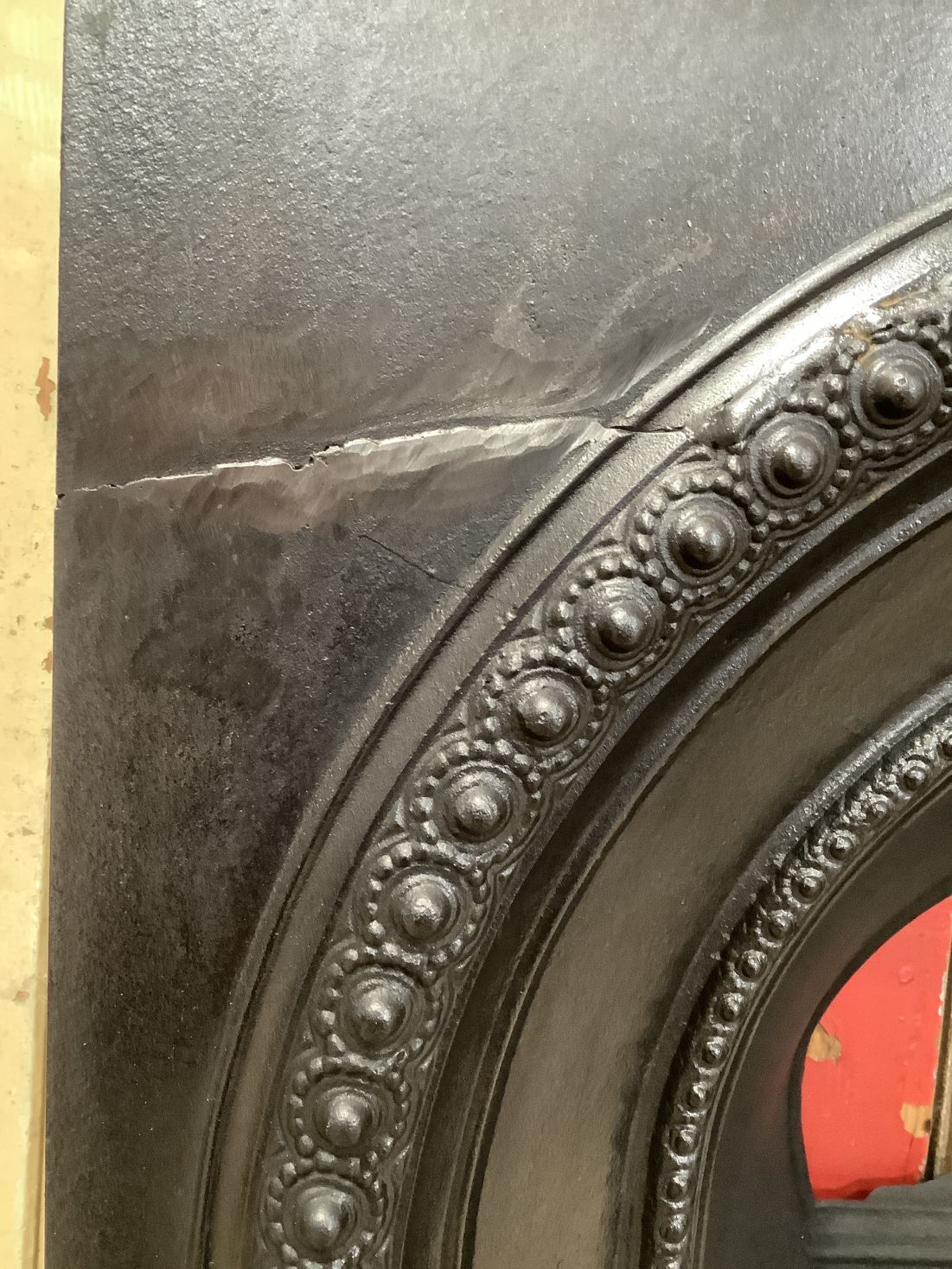 Victorian Cast Iron Black Bedroom Horse Shoe Fireplace Insert 2'11"Hx1'11"W