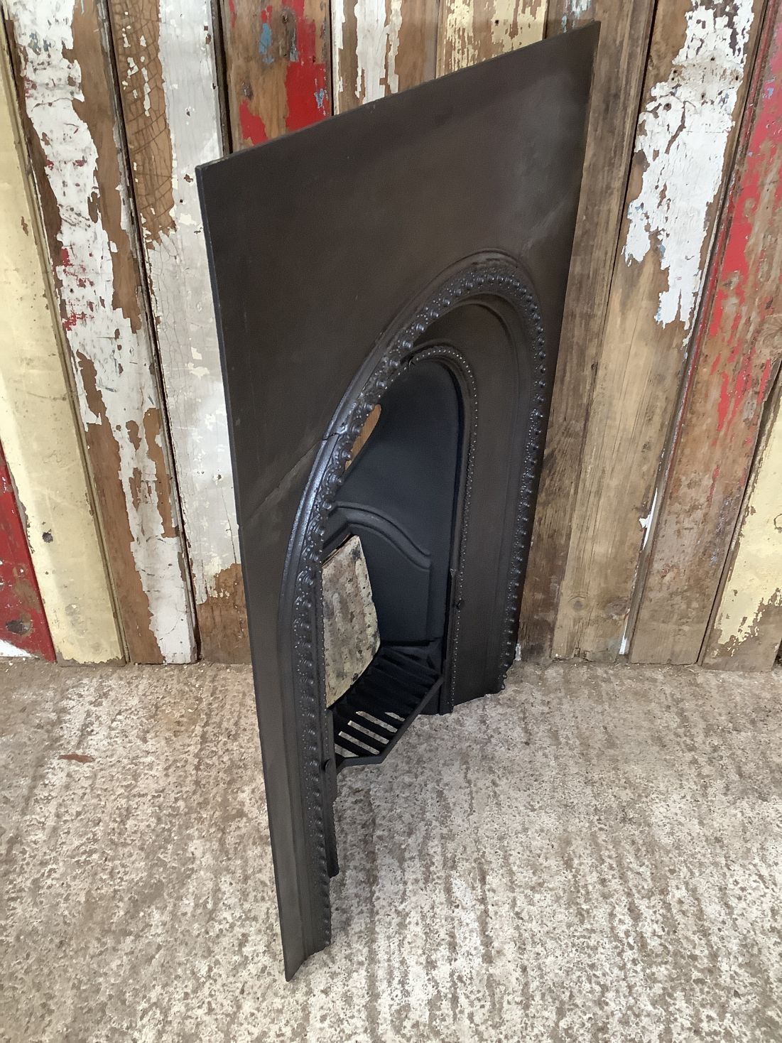 Victorian Cast Iron Black Bedroom Horse Shoe Fireplace Insert 2'11"Hx1'11"W