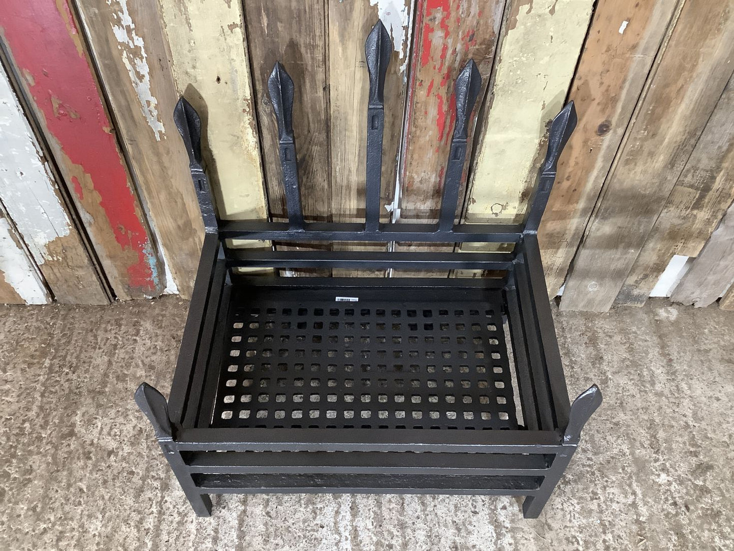 Old Large Wrought Iron Fire Basket With Spears 2'1"Hx1'9"W