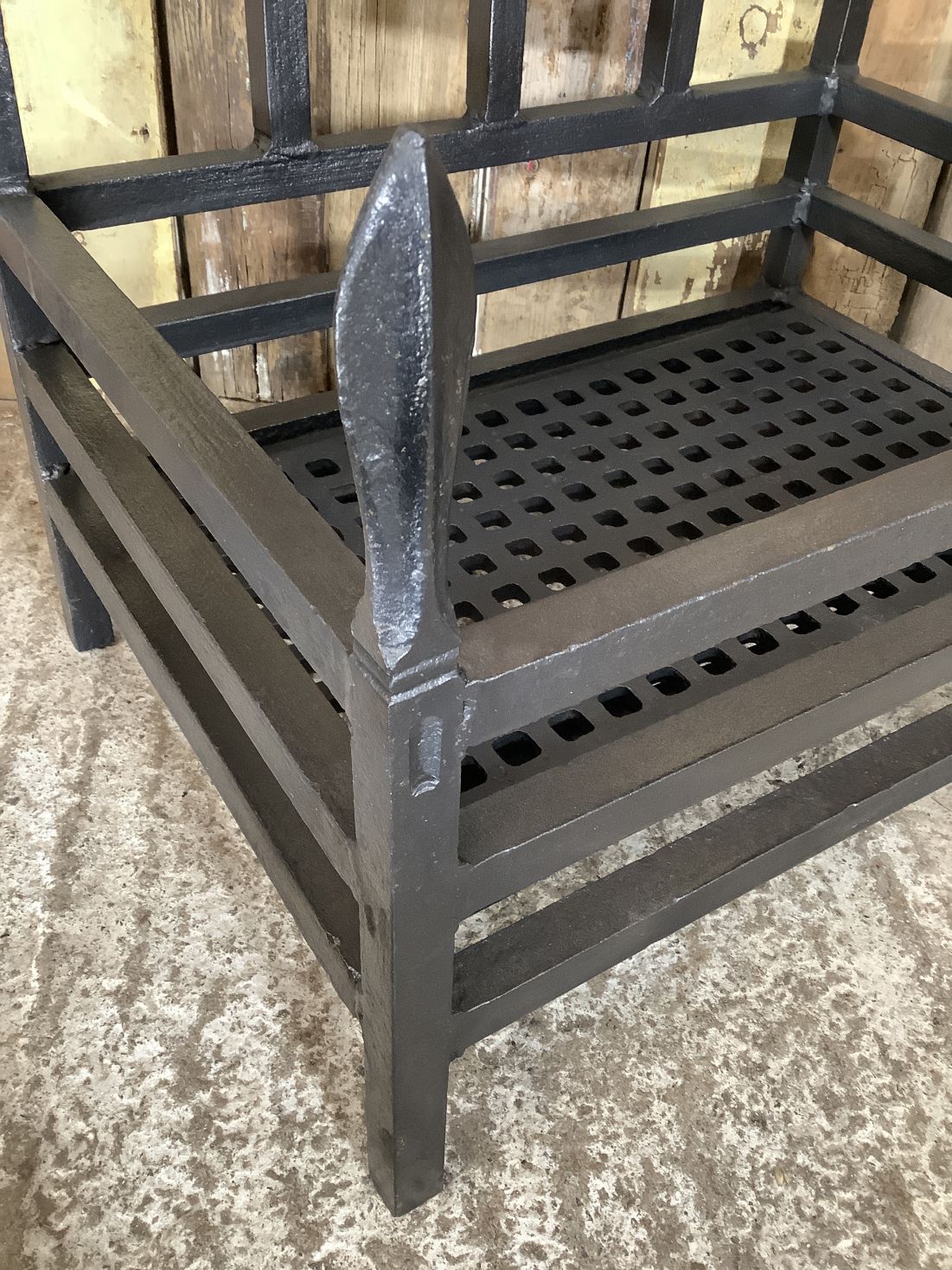 Old Large Wrought Iron Fire Basket With Spears 2'1"Hx1'9"W