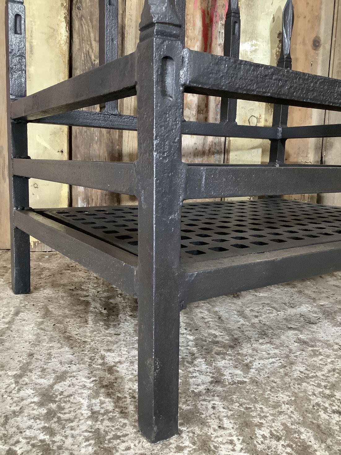 Old Large Wrought Iron Fire Basket With Spears 2'1"Hx1'9"W