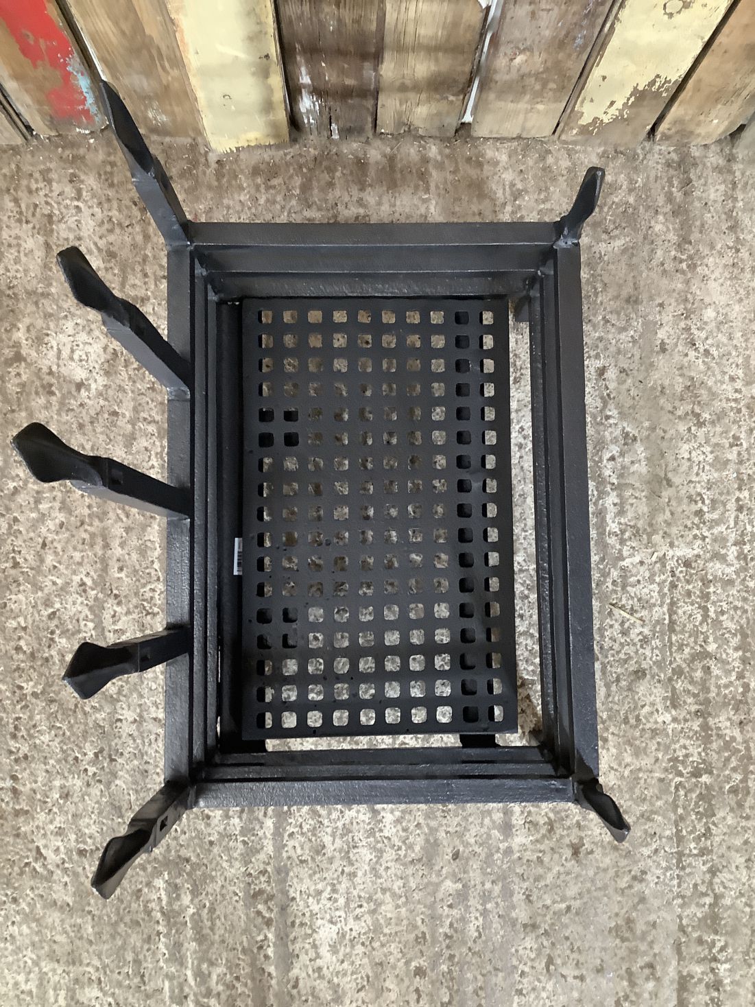 Old Large Wrought Iron Fire Basket With Spears 2'1"Hx1'9"W