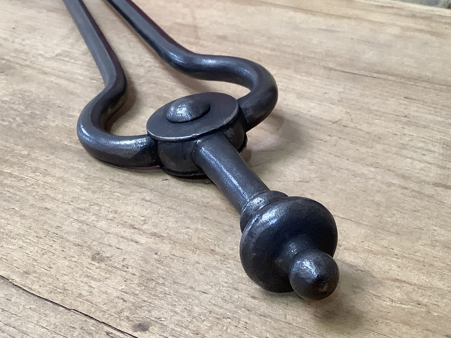 Long Pair Of Antique Victorian Wrought Iron Fireplace Log Tongs Tool 22.5”
