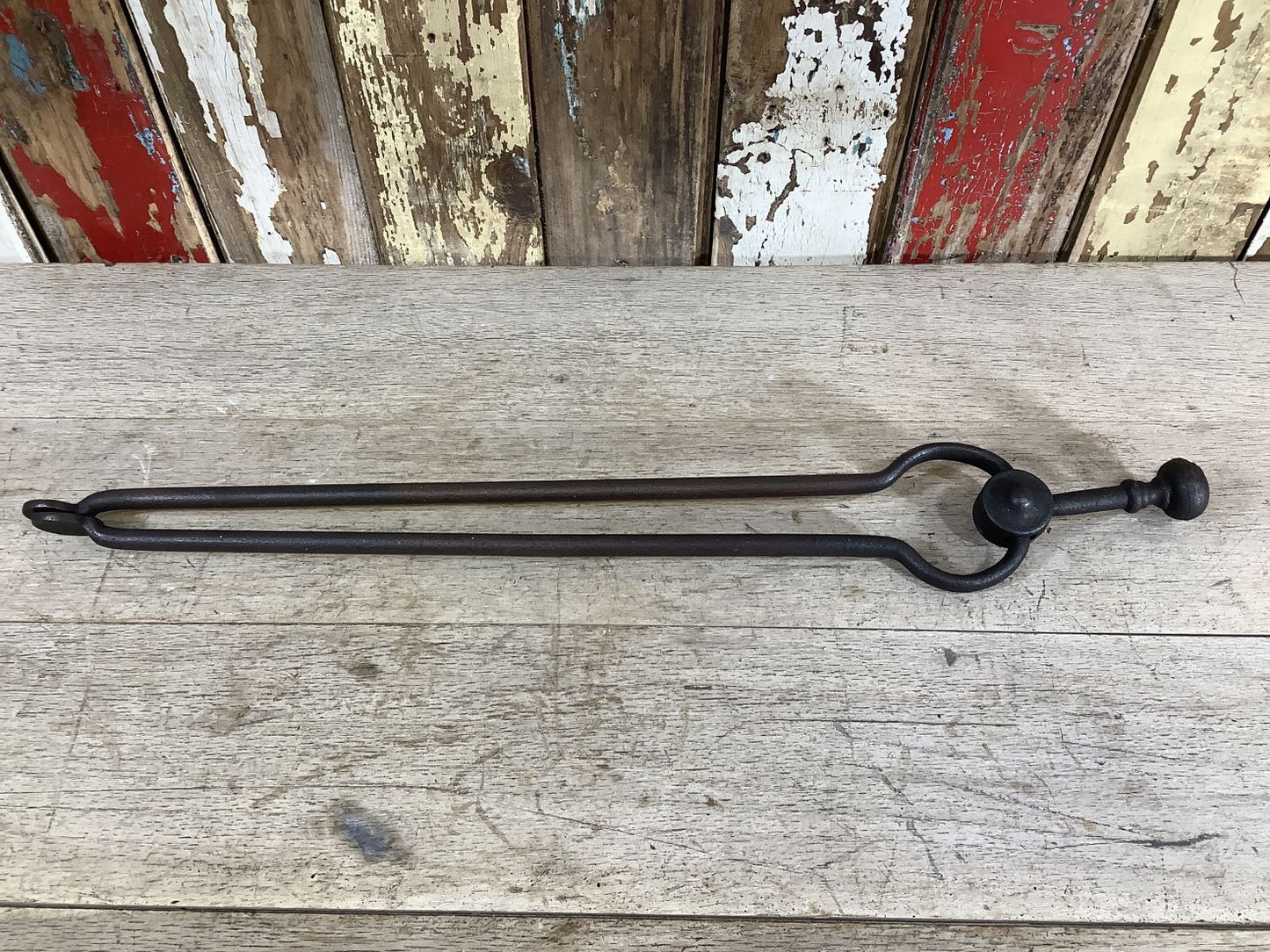 Long Set Of Antique Victorian Wrought Iron Fireplace Log Tongs Tools 2’L
