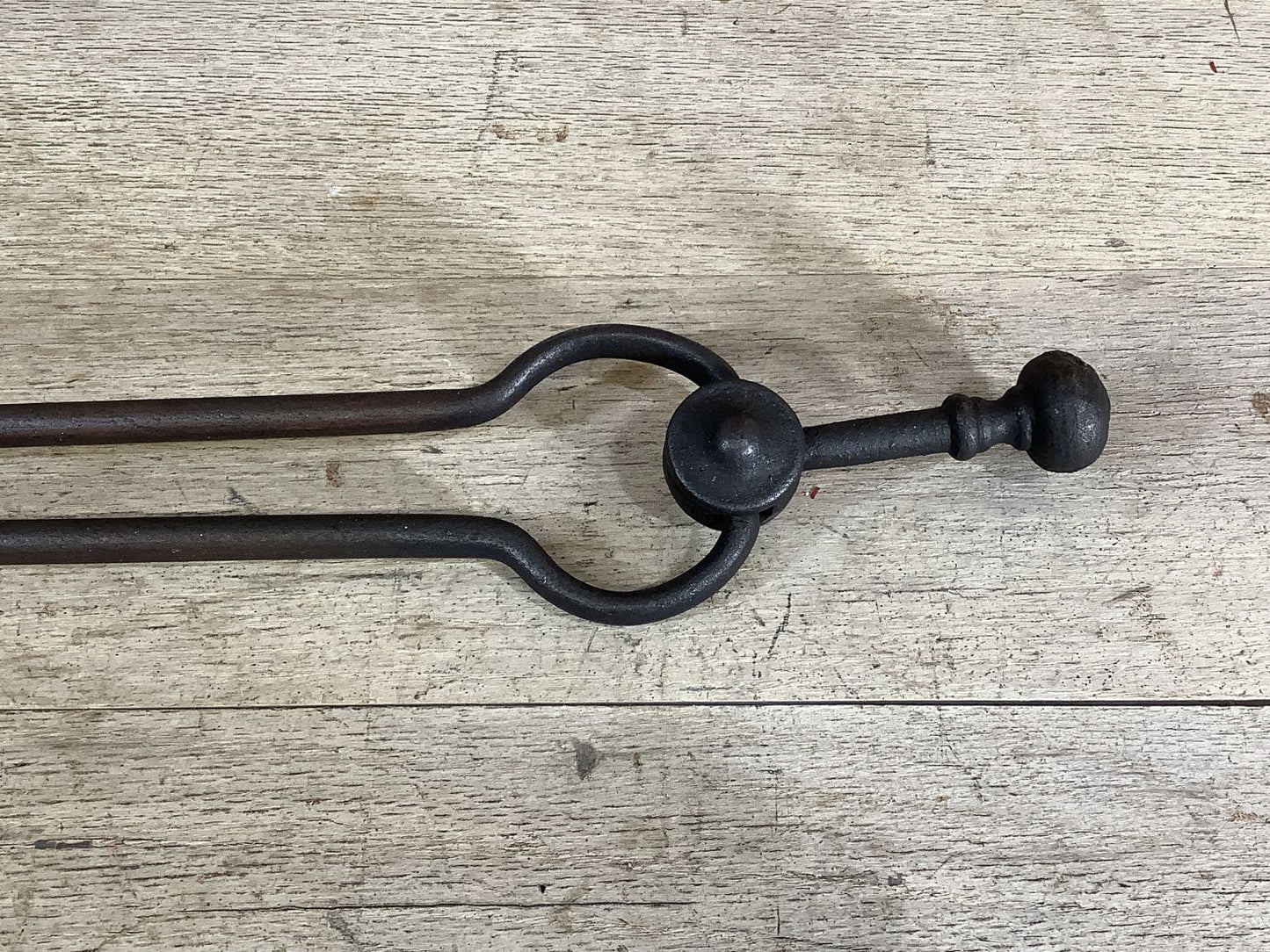 Long Set Of Antique Victorian Wrought Iron Fireplace Log Tongs Tools 2’L